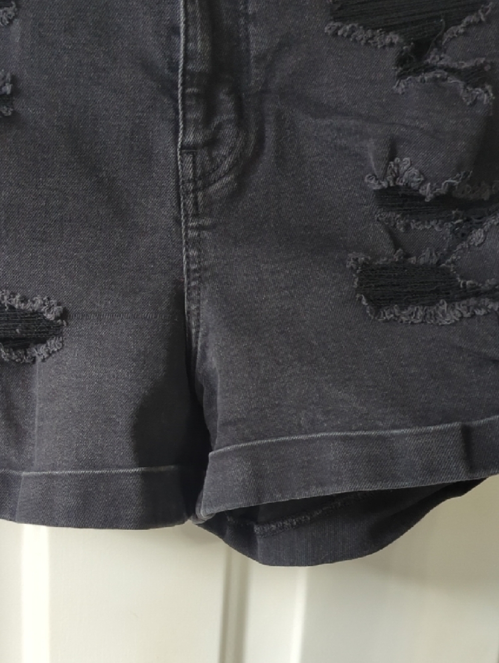 American Eagle Outfitters Black Distressed Jean Shorts - Picture 5 of 11